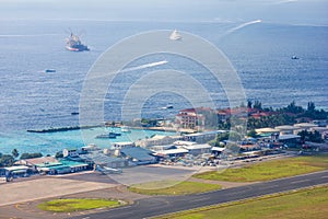 Areal view of Male and the Trans Maldivian Airport