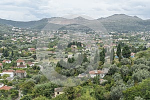 The areal view on the old town Stari Bar in Montenegro