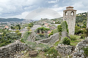 The areal view on the old town Stari Bar in Montenegro