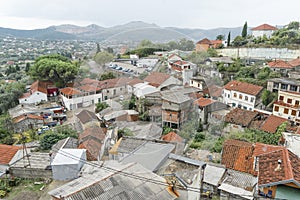 The areal view on the old town Stari Bar in Montenegro