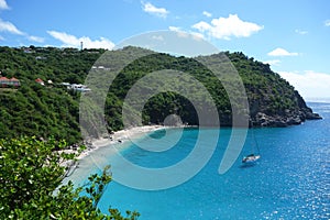 Areal view at Shell beach at St Barts, French West Indies photo