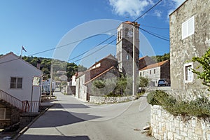 The areal view on Smokvica town on Korcula island areal view, Croatia photo