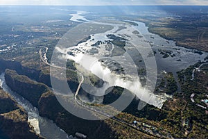 Areal view of Victoria Falls in Zimbabwe photo