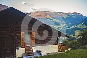 Areches-Beaufort, France, 20.6.2019.  View of French Alps in summer. Beautiful  ski rezort village Areches in France mountains alp