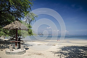 Areia branca tropical beach view near dili in east timor photo