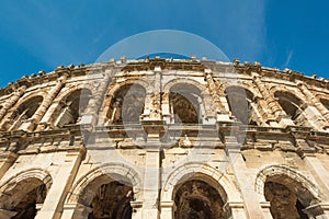 Arena of Nimes, famous preserved ancient Roman Empire amphitheater