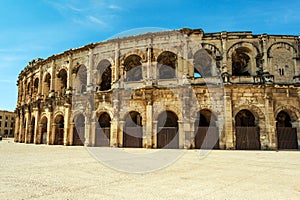 Arena of Nimes, famous preserved ancient Roman Empire amphitheater