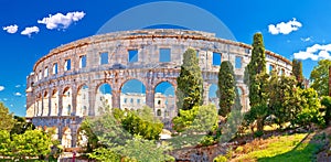 Arena Pula historic Roman amphitheater panoramc green landscape view photo