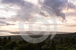 Arenal lake at sunset photo