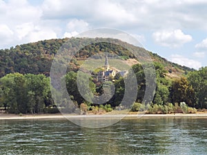 Arenfels Castle on the hill above the town of Bad Honningen in Rheinland-Pfalz, Germany