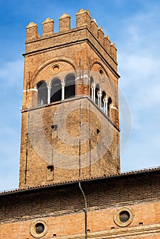 Arengo Tower and Palazzo del Podesta - Piazza Maggiore Bologna Italy