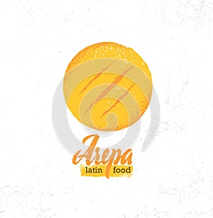 Arepa Home Made Gluten Free Crispy Venezuelan Cuisine Bread. Organic Food Concept On Rough Background