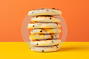Arepas tasty fast food street food for take away on yellow background