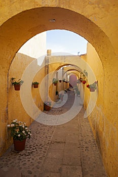 Arequipa, Peru - 4 Dec, 2023: The cloisters of the Monasterio de Santa Teresa