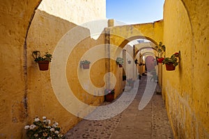 Arequipa, Peru - 4 Dec, 2023: The cloisters of the Monasterio de Santa Teresa