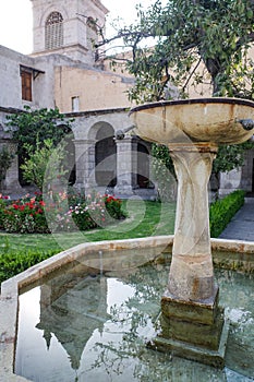 Arequipa, Peru - 4 Dec, 2023: The cloisters of the Monasterio de Santa Teresa