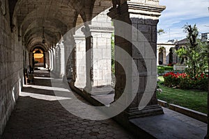 Arequipa, Peru - 4 Dec, 2023: The cloisters of the Monasterio de Santa Teresa