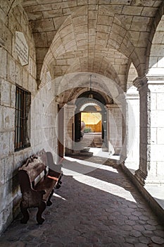 Arequipa, Peru - 4 Dec, 2023: The cloisters of the Monasterio de Santa Teresa