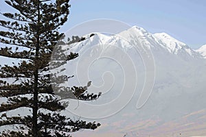 arequipa peru, mountain and volcano misti nevada and blue sky