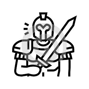 ares greek god mythology line icon vector illustration