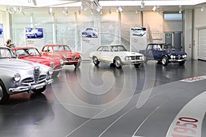 Several Alfa Romeo vintage cars on display at The Historical Museum Alfa Romeo