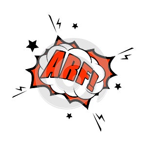 Arf expression icon at comic speech bubble design