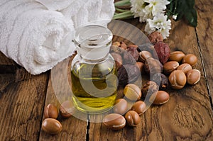 Argan fruits and oil