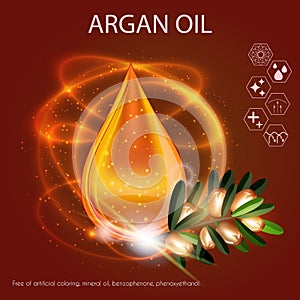Argan Oil Serum Essence 3D Droplet with Branch
