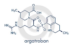Argatroban anticoagulant drug molecule direct thrombin inhibitor. Skeletal formula. photo