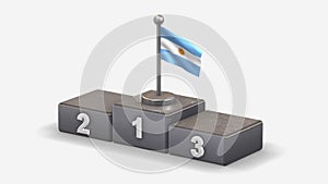 Argentina 3D waving flag illustration on winner podium.