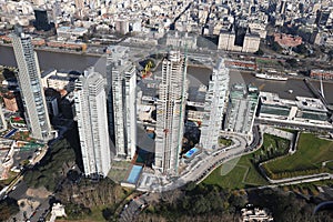 Argentina Buenos Aires aerial view of Puerto Madero with skyscrapers in the city and the marina with yachts photo jcs