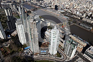 Argentina Buenos Aires aerial view of Puerto Madero with skyscrapers in the city and the marina with yachts photo jcs