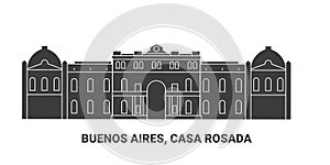 Argentina, Buenos Aires, Casa Rosada, travel landmark vector illustration