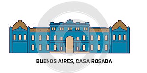 Argentina, Buenos Aires, Casa Rosada, travel landmark vector illustration