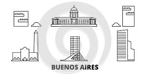 Argentina, Buenos Aires City line travel skyline set. Argentina, Buenos Aires City outline city vector illustration