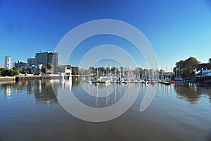 Argentina Buenos Aires city and port and Darcena with yachts and sailboats Rio de la Plata