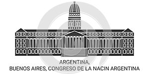 Argentina, Buenos Aires, Congreso De La Nacin Argentina travel landmark vector illustration