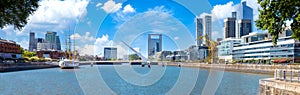 Argentina, Buenos Aires, panoramic urban skyline and cityscape of Puerto Madero a waterfront