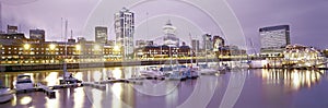 Argentina Buenos Aires panoramic view of Puerto Madero with the marina with yachts and the city with its skyscrapers