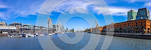 Argentina, Buenos Aires, skyline and cityscape of Puerto Madero, a waterfront Rio De La Plata