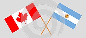 Argentina and Canada. The Argentinean and Canadian flags. Official colors. Correct proportion. Vector