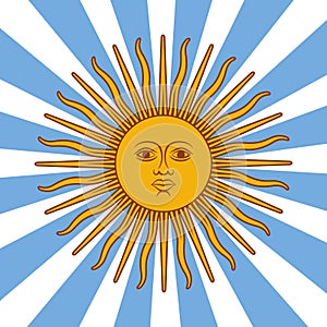 Argentina card - poster illustration with sun and flag colors