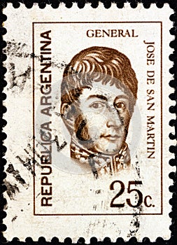 ARGENTINA - CIRCA 1971: A stamp printed in Argentina shows General Jose de San Martin, circa 1971.