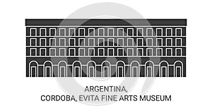 Argentina, Cordoba, Evita Fine Arts Museum travel landmark vector illustration