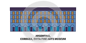 Argentina, Cordoba, Evita Fine Arts Museum travel landmark vector illustration