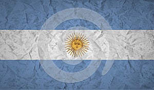 Argentina flag with the effect of crumpled paper and grunge