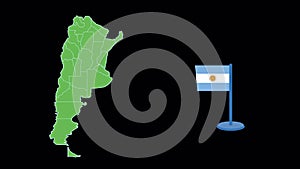 Argentina Flag and Map Shape Animation