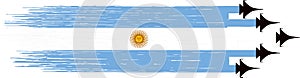 Argentina flag with military fighter jets isolated on png or transparent ,Symbols of Argentina,template for banner,card,