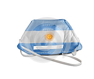 Argentina flag painted on white anti pollution mask for protection from corona virusCOVIT-19