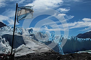 Argentina flag at the Perito Moreno Glacier